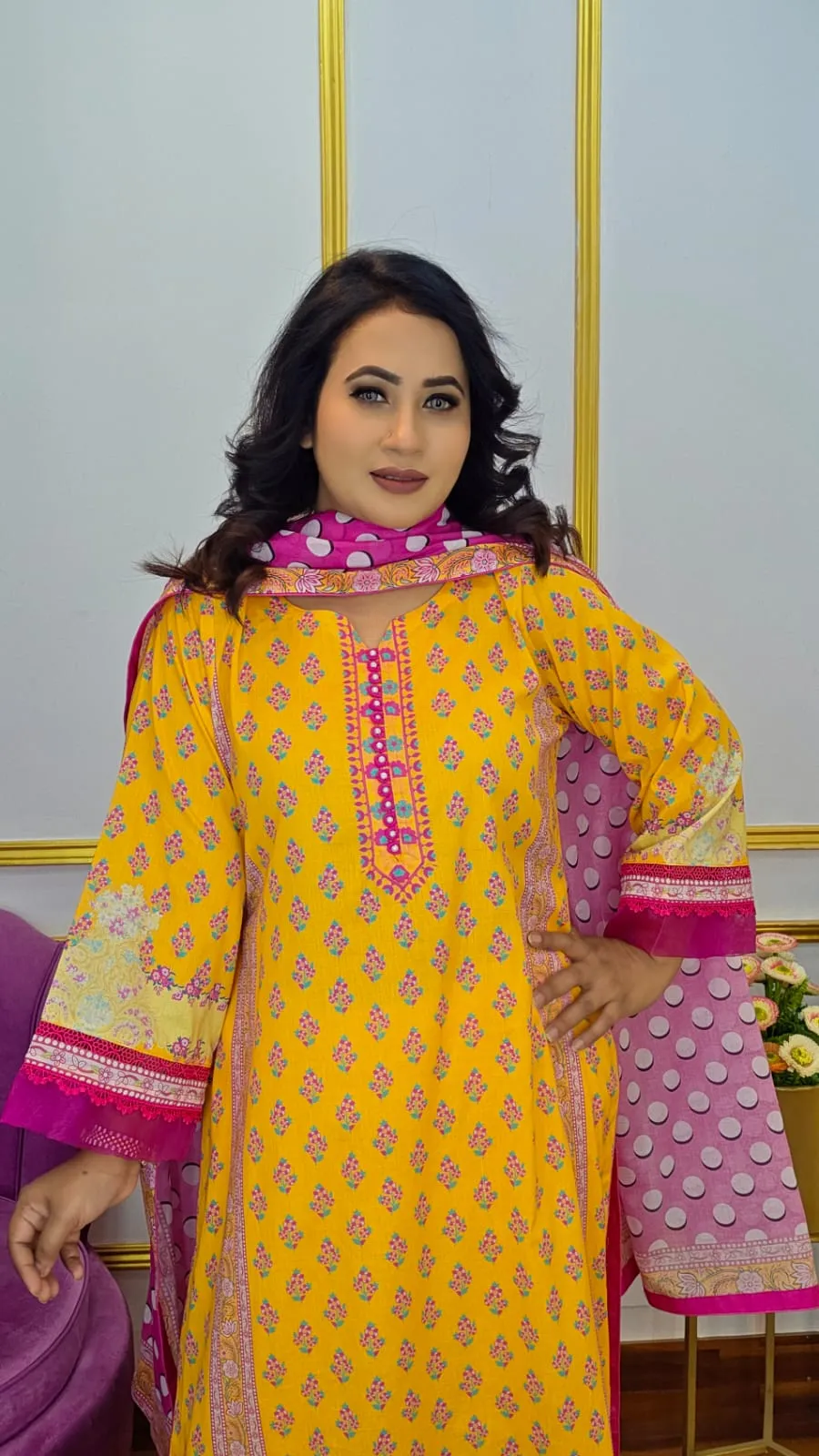 Pure Cotton Ready Three Piece