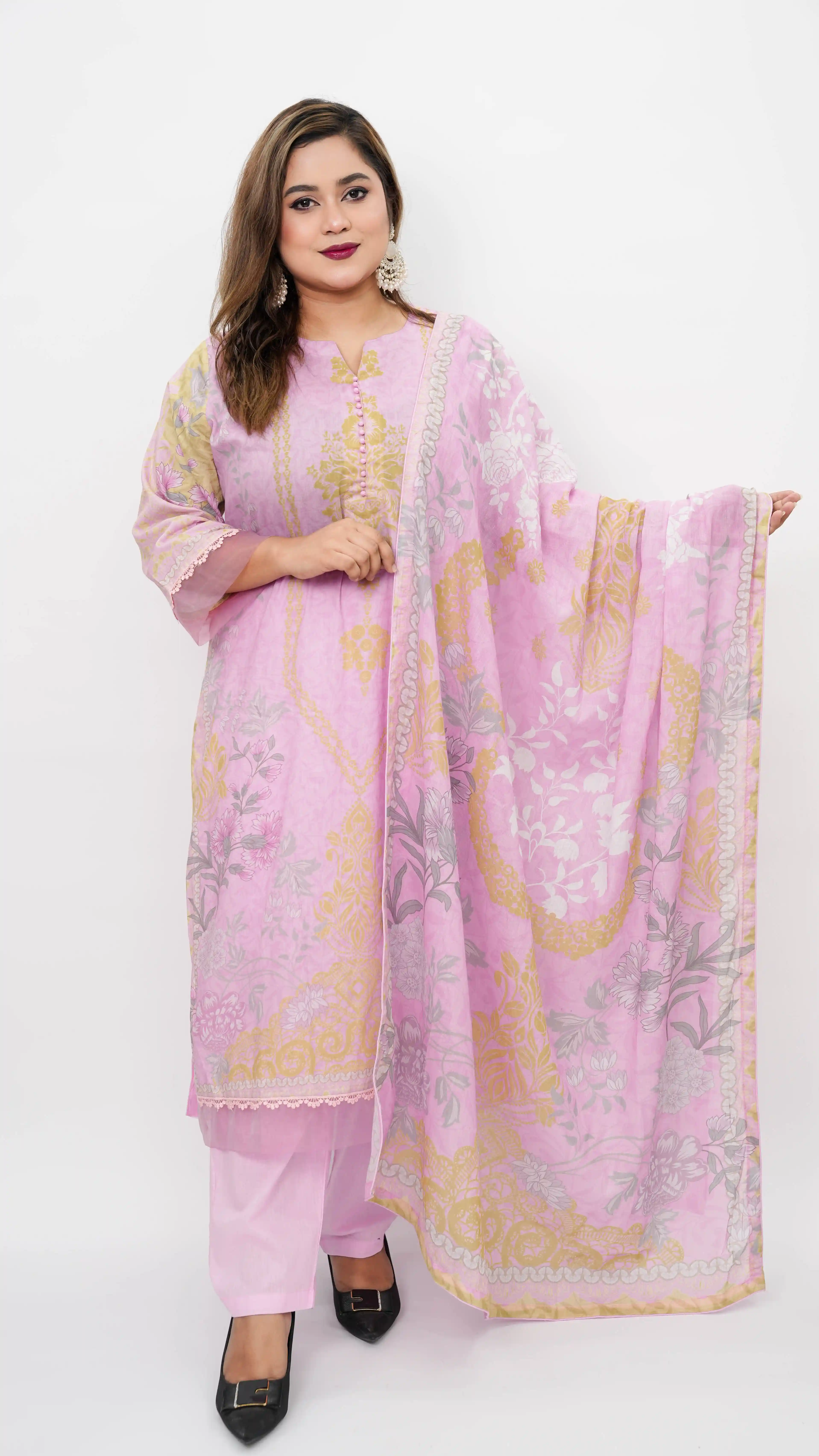 Pure Cotton Ready Three Piece