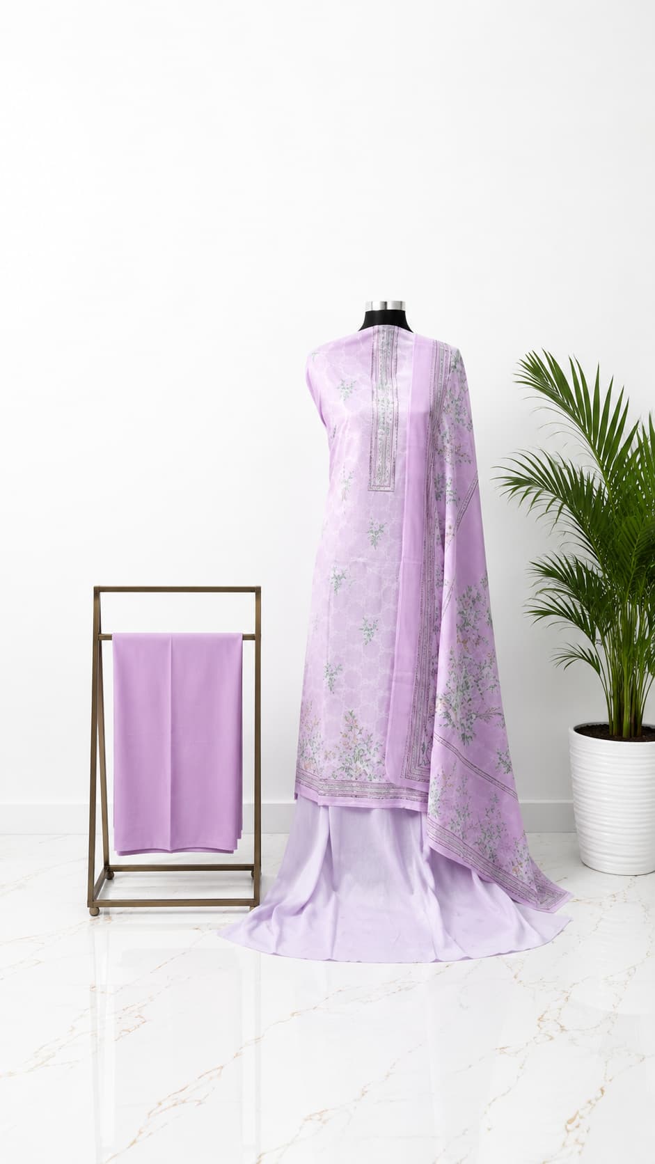 Lavender Pure Cotton Unstitched 3-Piece