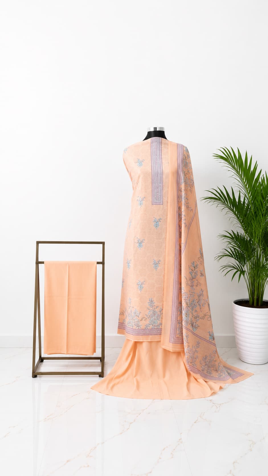 Peach Pure Cotton Unstitched 3-Piece
