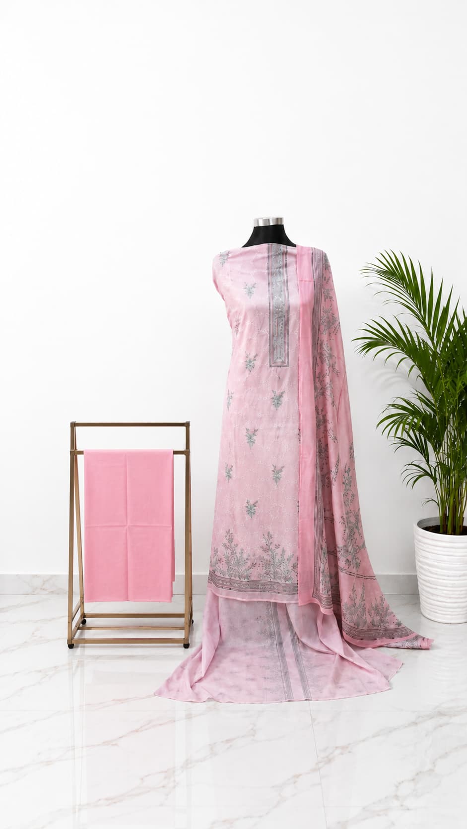 Soft Pink Pure Cotton Unstitched 3-Piece